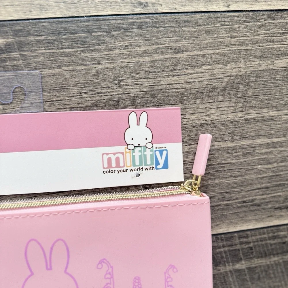 MIFFY Bunny Flowers Sakura Pink Silicone Pencil Pouch 8.75
